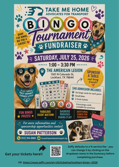 Take Me Home Advocates for Transport Bingo Tournament Fundraiser