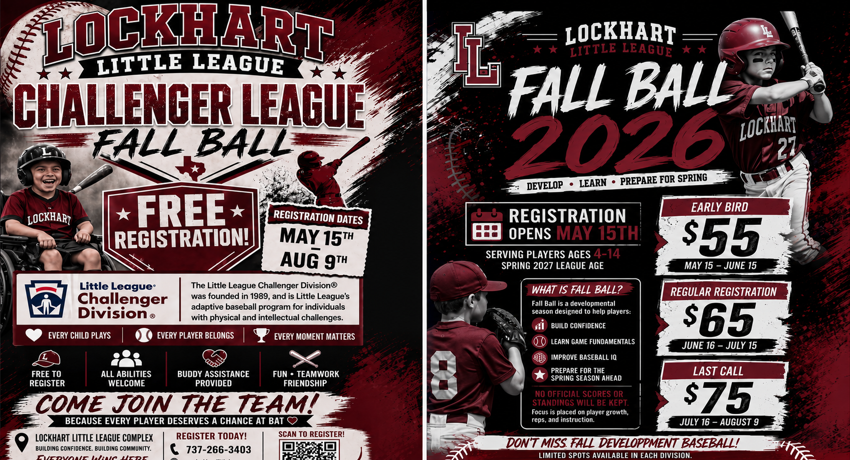 Lockhart Little League Fall Ball & Challenger League Registration Now Open