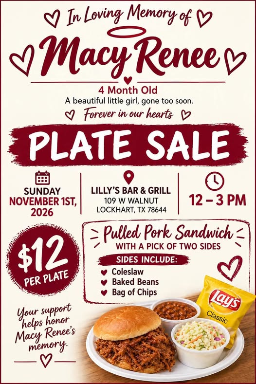 In Loving Memory of Macy Renee - Memorial Plate Sale