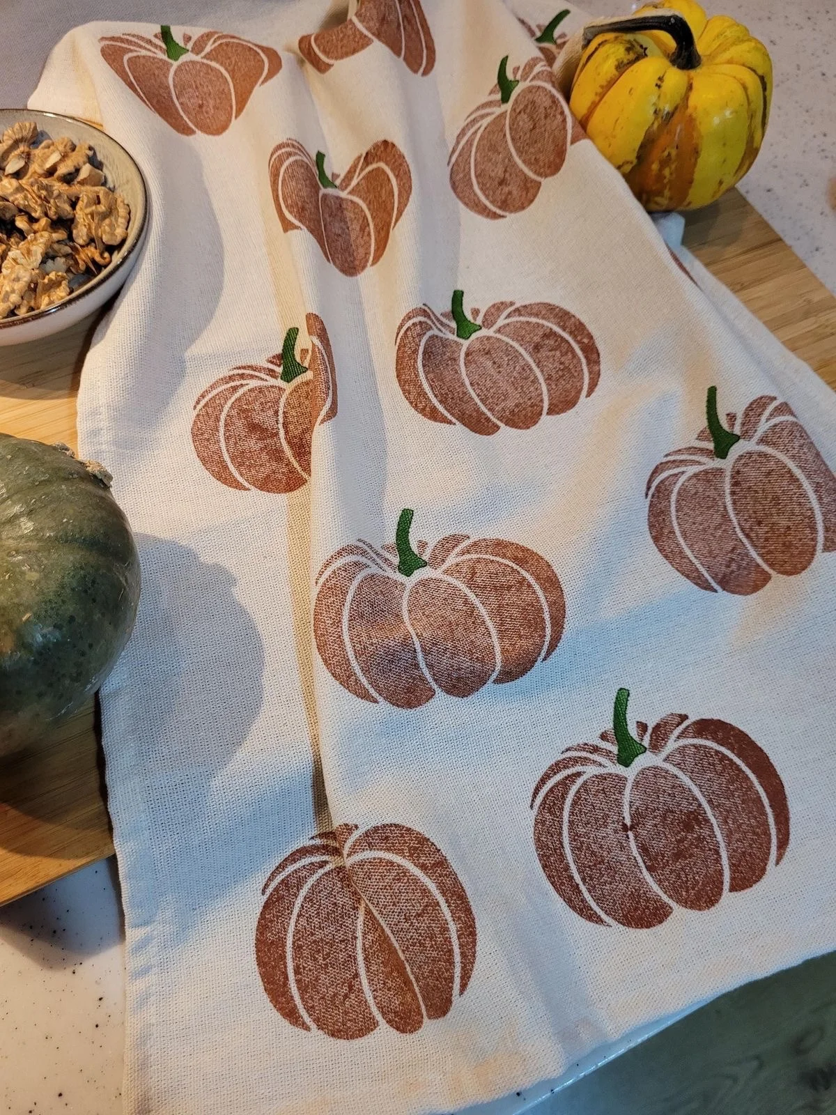 Lino Block Tea Towel Fall/ Halloween Stamping