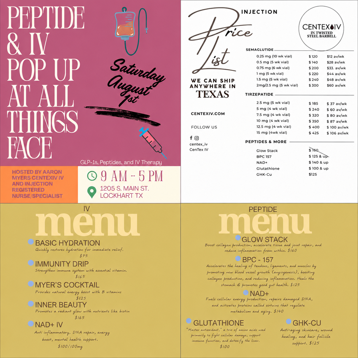 Peptide and IV Pop-Up at All Things Face