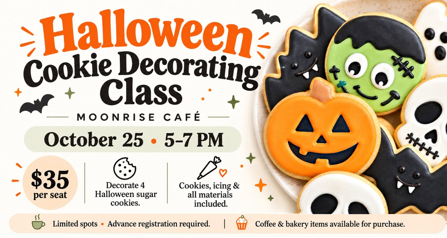 Halloween Cookie Decorating Class at Moonrise Café