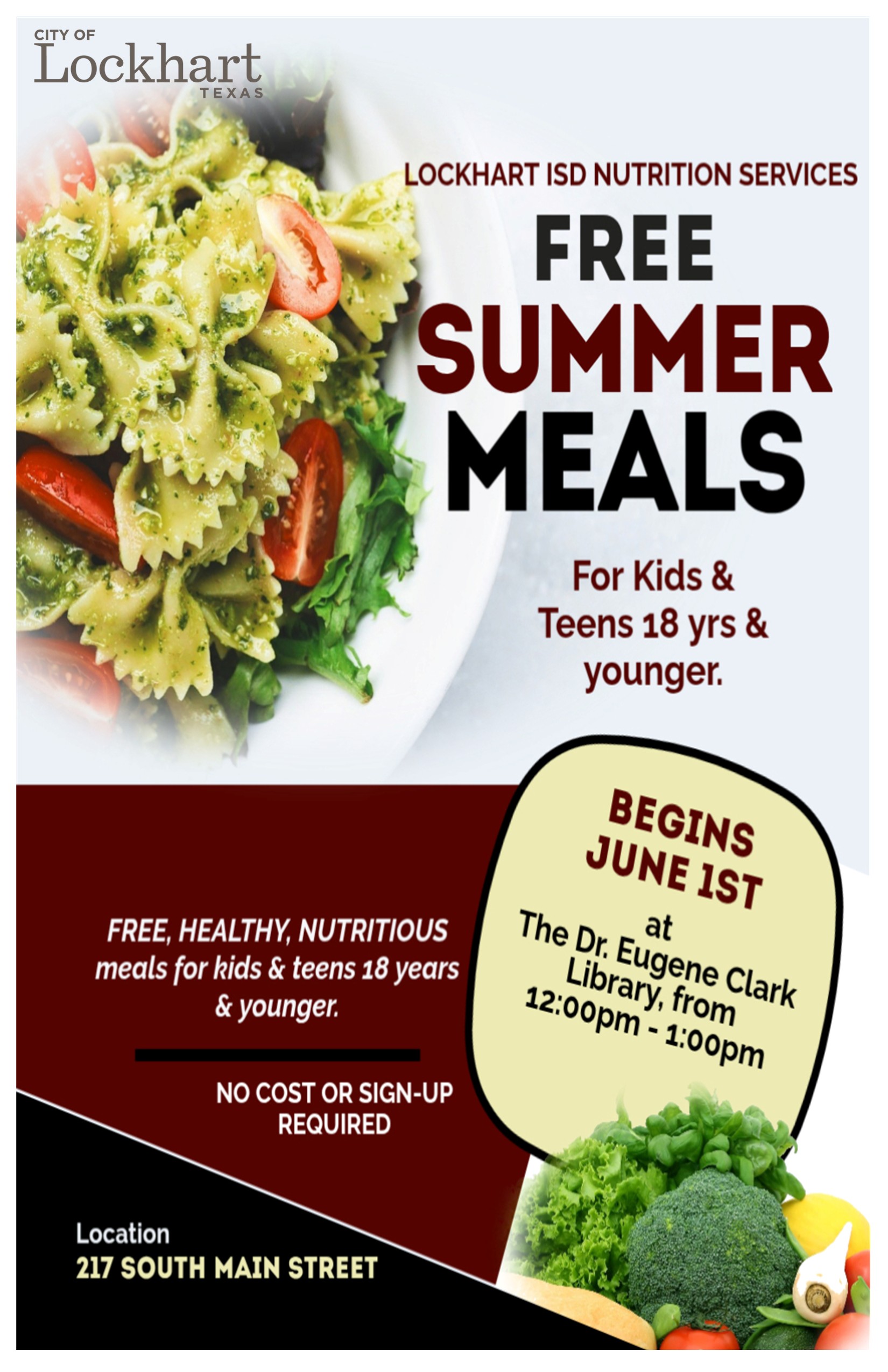 Free Summer Lunches at the Dr. Eugene Clark Library