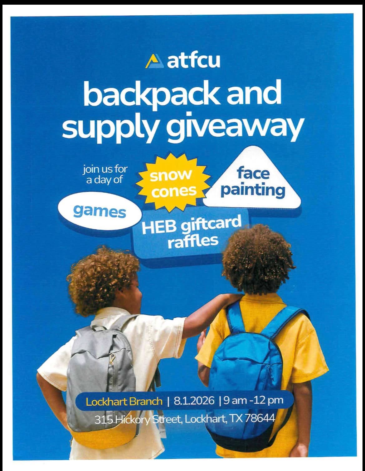 ATFCU Backpack and Supply Giveaway