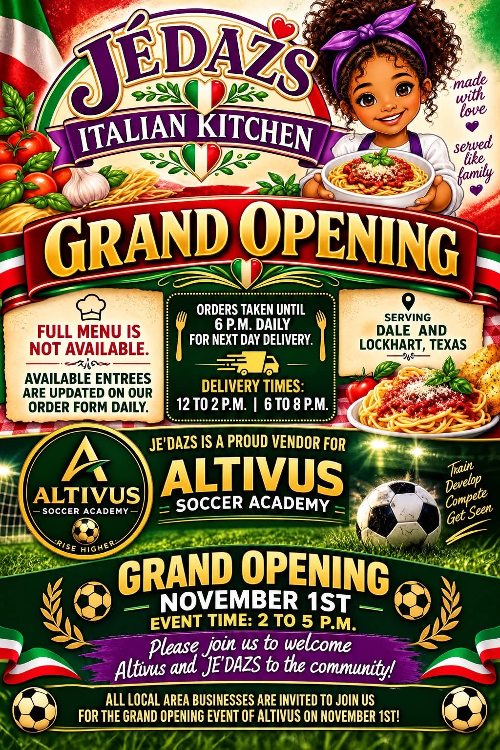 JÉDAZS Italian Kitchen & Altivus Soccer Academy Grand Opening