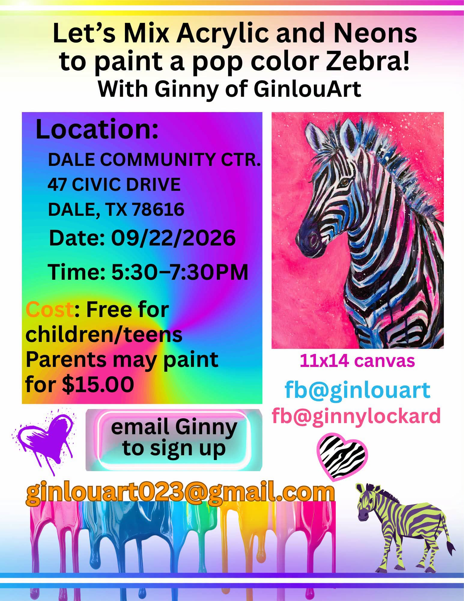 Pop Color Zebra Painting Class