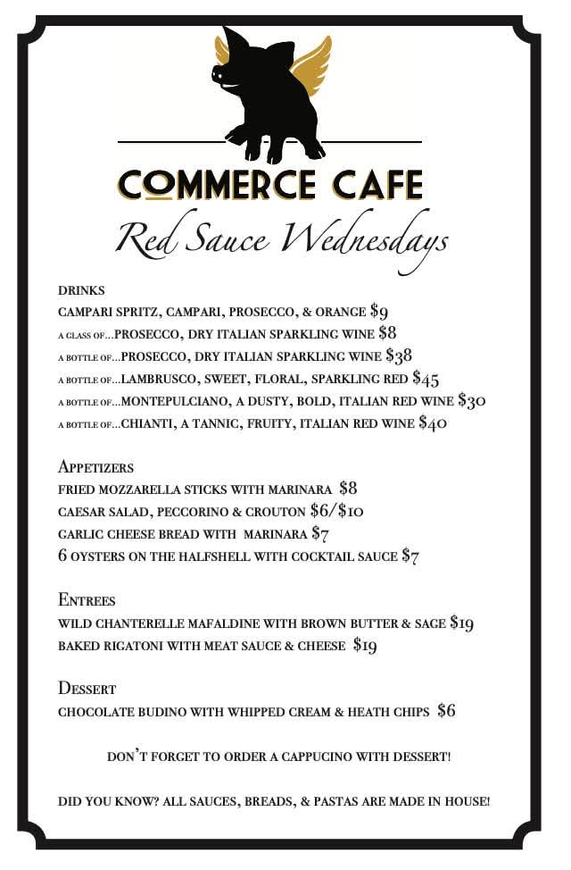 Red Sauce Wednesdays at Commerce Cafe