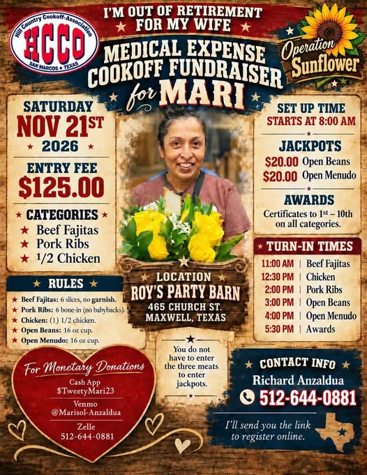 Medical Expense Cookoff Fundraiser for Mari