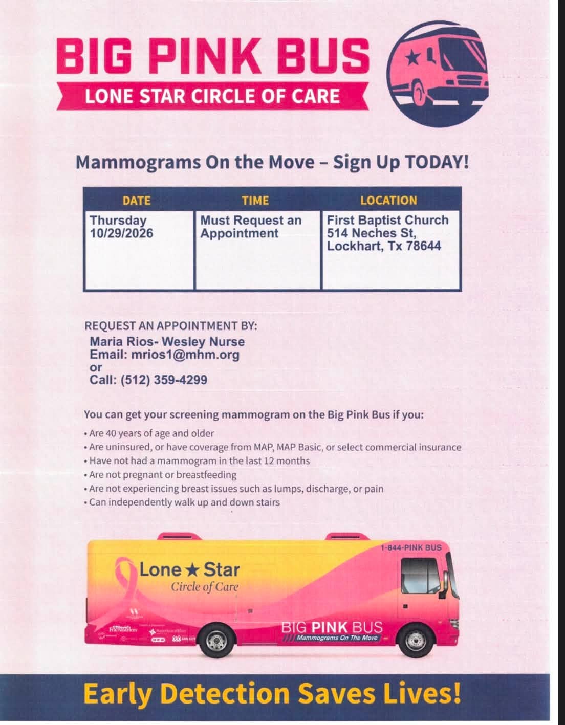 Mammograms on the Move - Pink Bus