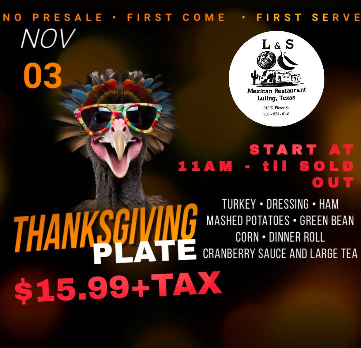 Thanksgiving Plate Special at L&S Mexican Restaurant