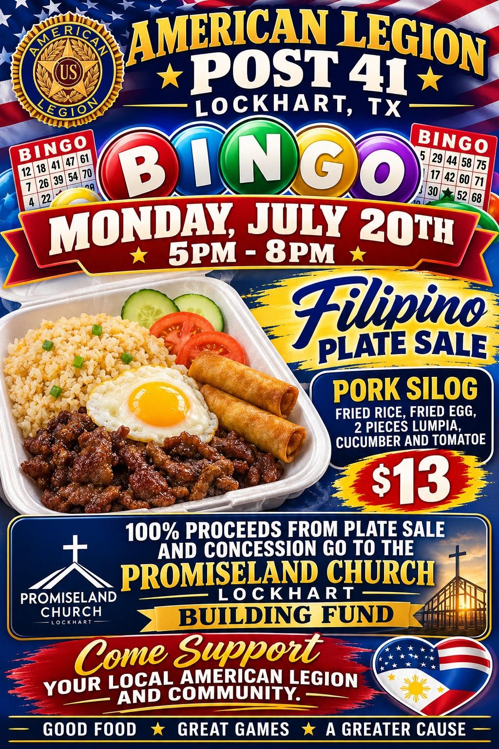 Filipino Dinner & Bingo Night Fundraiser for Promiseland Lockhart
