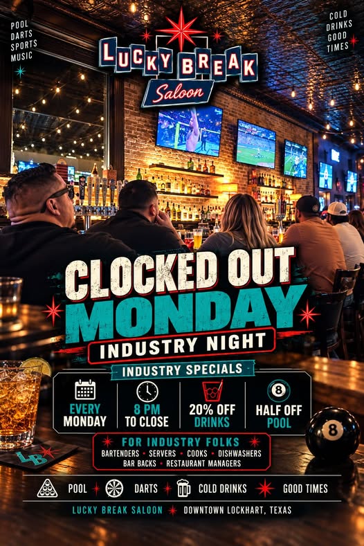 Clocked Out Monday Industry Night