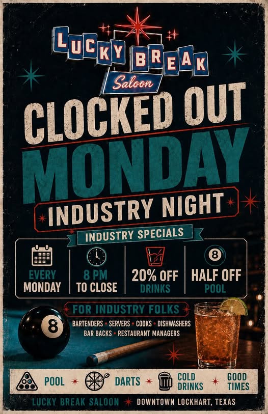 Clocked Out Monday Industry Night